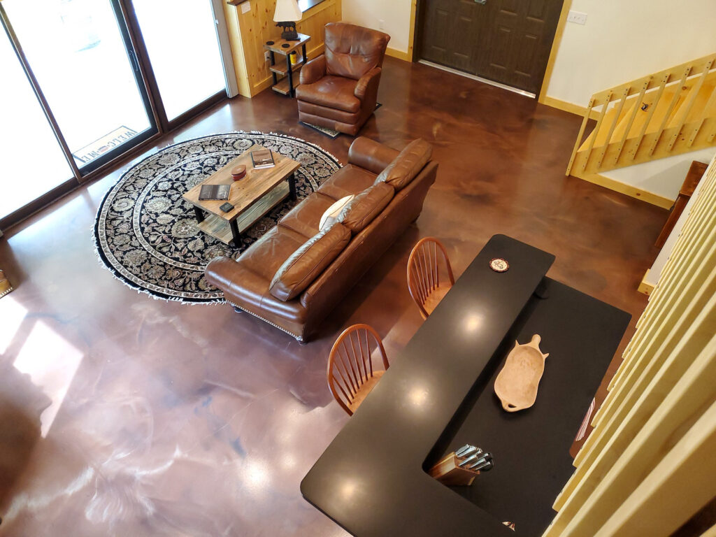 Concrete and epoxy floor of mancave