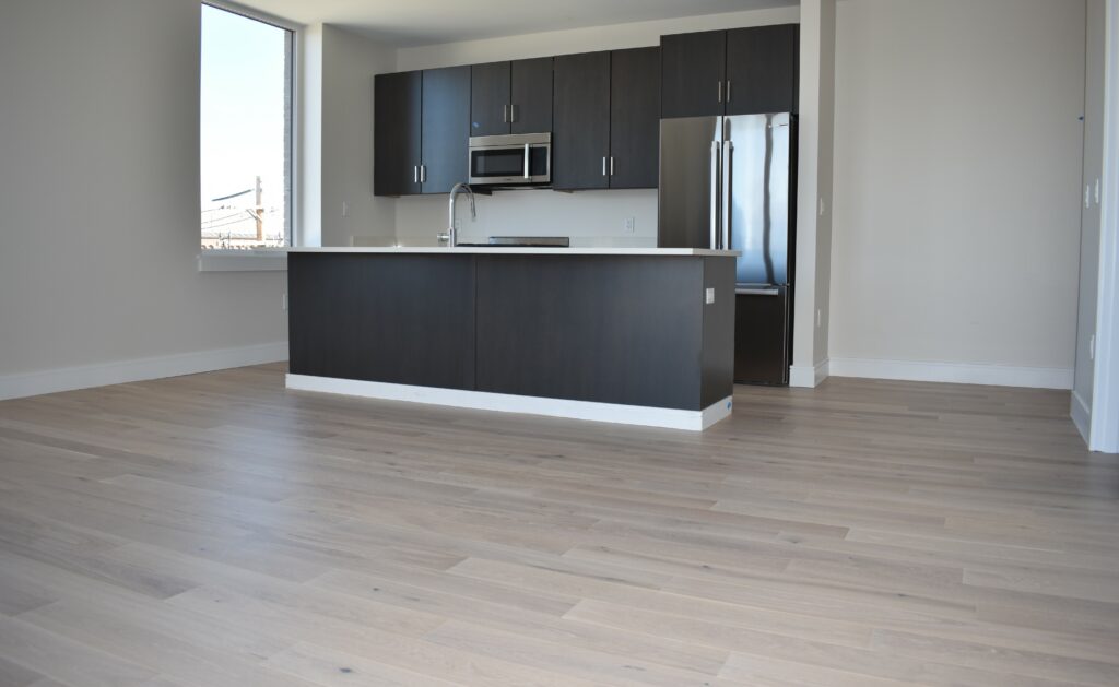 Portland Condo Hardwood Look Open Concept Kitchen
