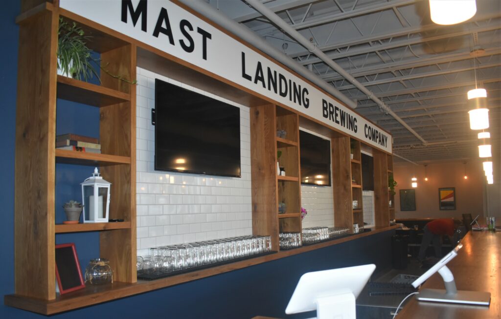 Mast Landing Brewery - Three Panels Subway Tile Bar Back