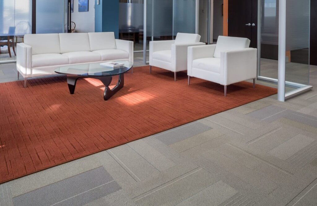 Carpet tile floors in a lobby