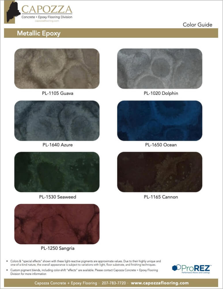 Concrete + Epoxy Metallic Epoxy Color Guide